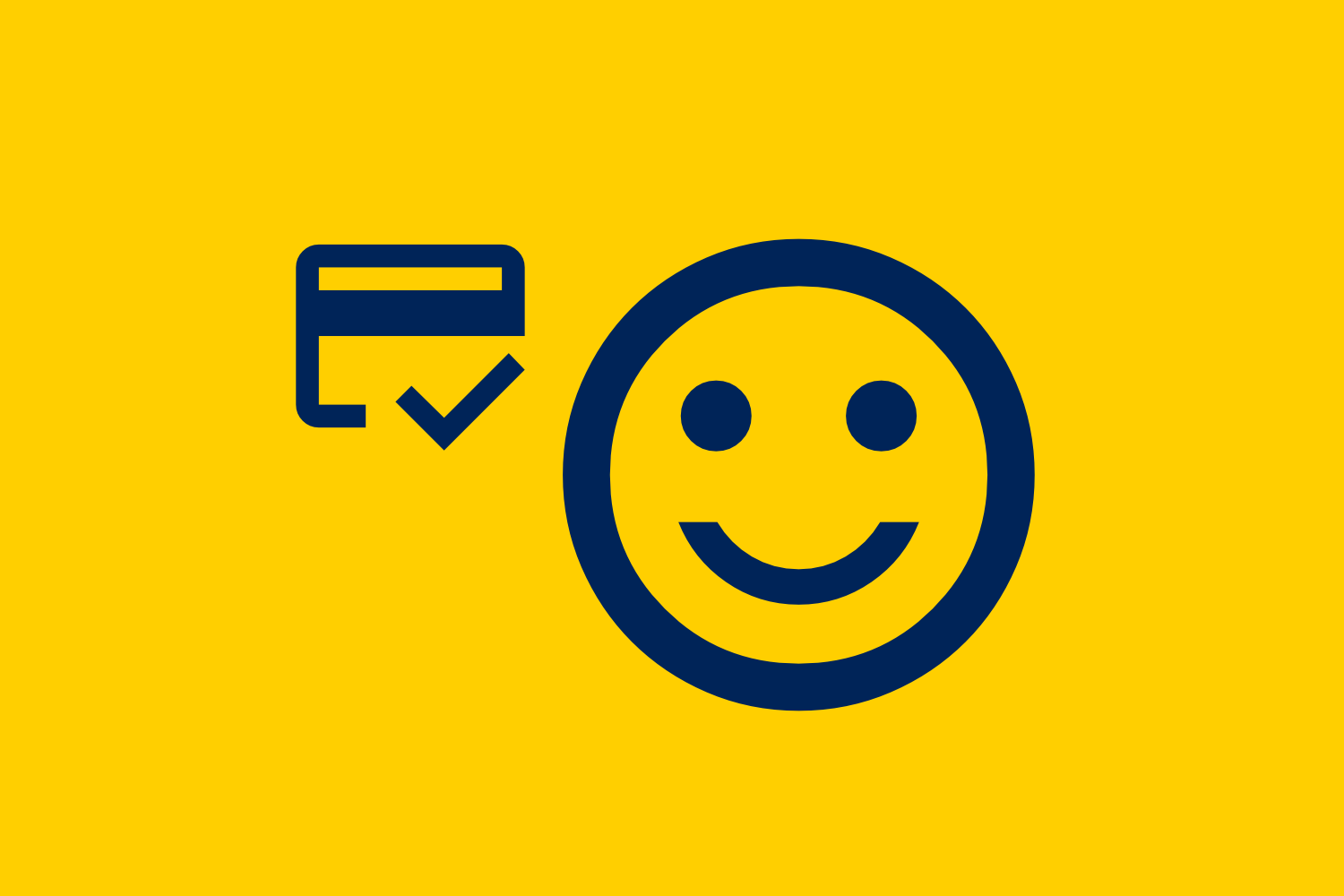 Icon of a happy customer with a credit card