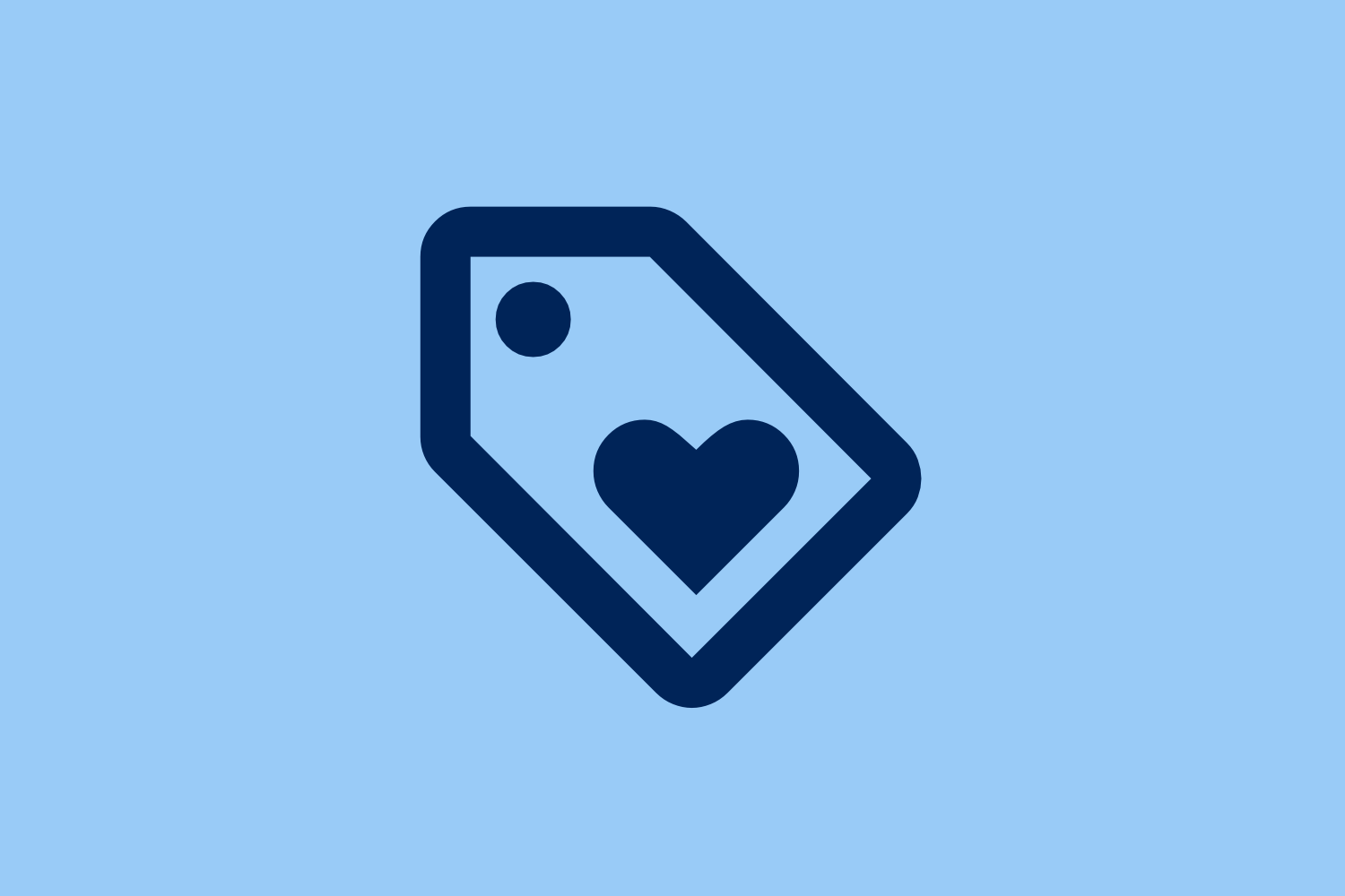 Icon of a price tag with a heart